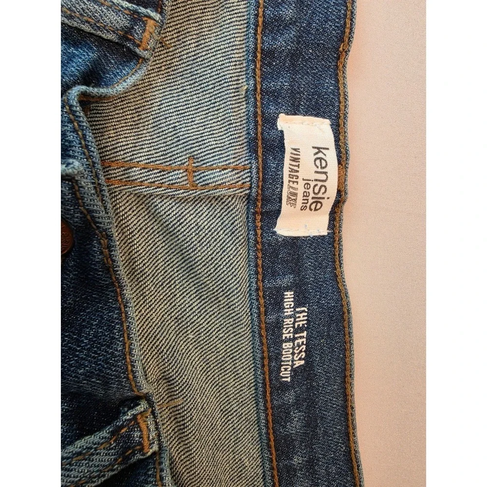Kensie Jeans The Tessa High Rise Bootcut Distressed Dark Wash Denim Womens 12/31 - Picture 3 of 7
